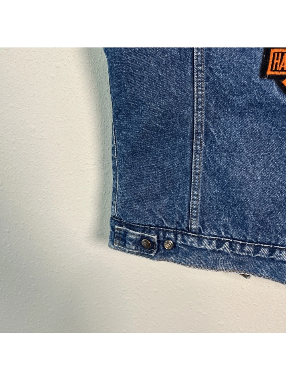 Vintage 80’s Levi’s Denim Sherpa Lined Vest Harley-Davidson Made In USA Size Med - Picture 12 of 16